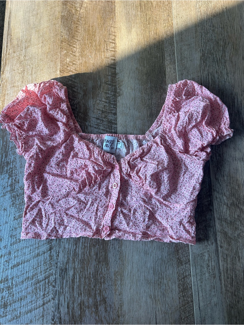 Princess Polly Pink Eyelet Crop Blouse